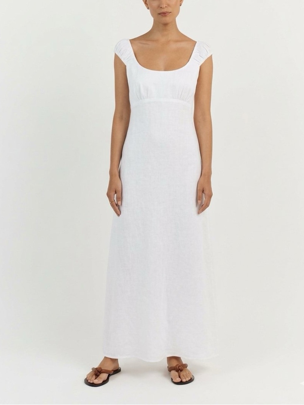 Dissh NWT White Bias 100% Linen Midi Dress Sz 2